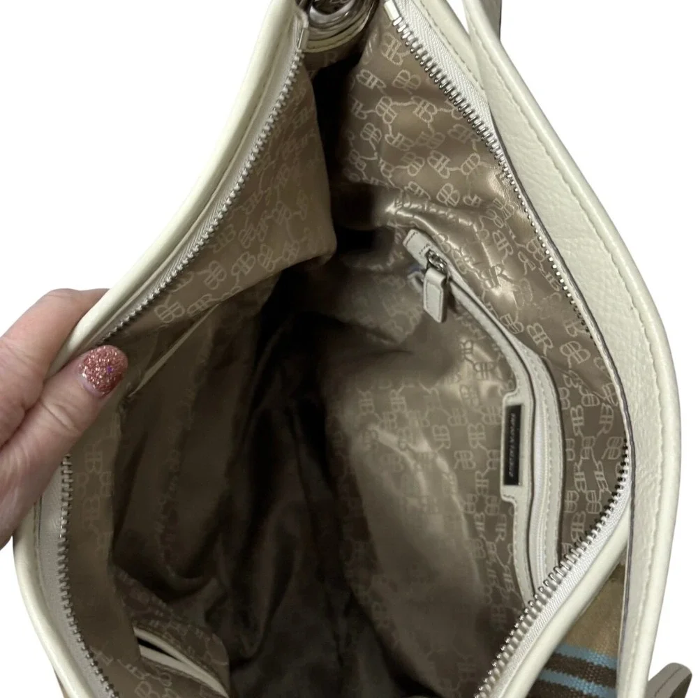 Banana Republic Striped Cotton &‎ Leather Medium Hobo Bag